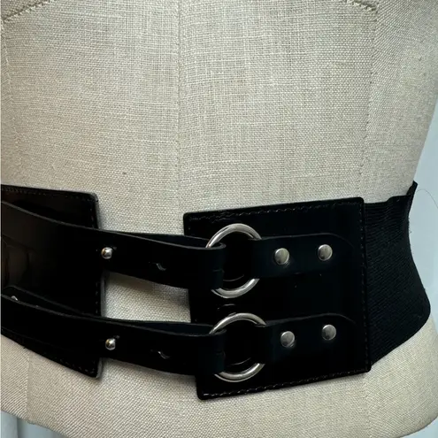 Antoniazzi Firenze genuine leather made in Italy Black Double Buckle Waist Belt