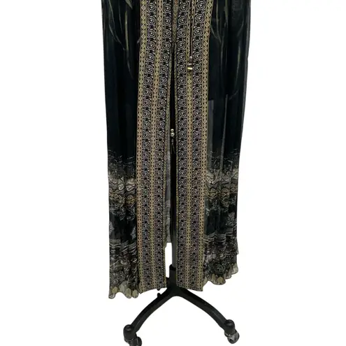 Camilla  Lace Up Front Dress Maxi Under A Full Moon Print Black Size Small