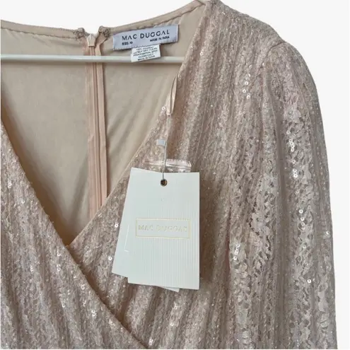 Mac Duggal 93679 Long Sleeve A Line Maxi Gown Dress Pink Lace Sequin 10