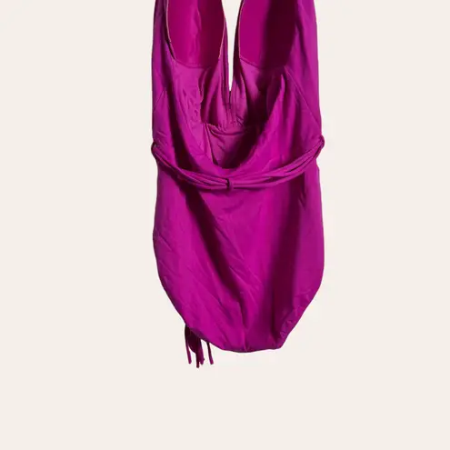 Seafolly Magenta Deep V One Piece Malliot Swimsuit Size 12