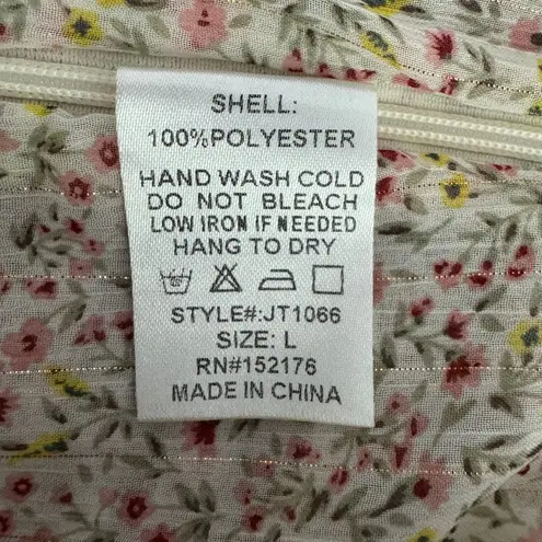 RESET BY JANE Mio Ruched Top Off Shoulder Floral Stretch Crop Top Blouse Large Pink