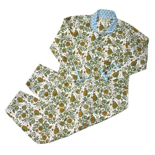 SZ Blockprint Jumpsuit Padra Print in Moss Floral Cotton One