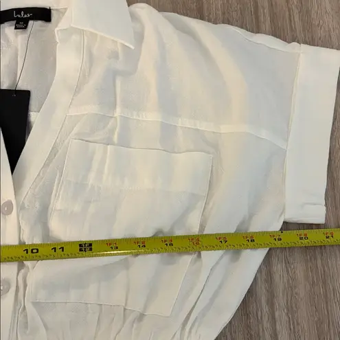 NWT Lulu’s Summer Memories White Button Up Midi Dress With Pockets Medium