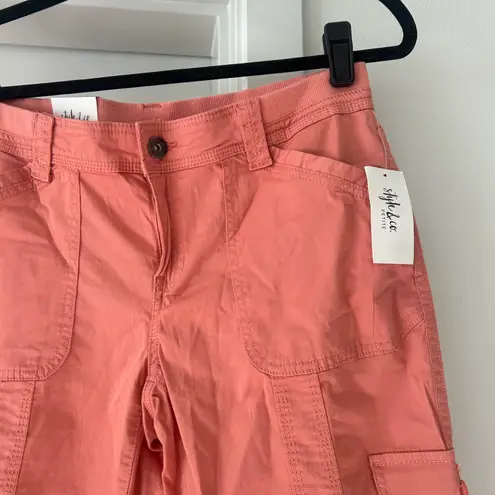 Style & Co NWT bungee Capri rose sand mid rise comfort waist pants cargo