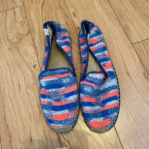 Malhia Kent x Soludos Tweed Smoking Slipper Blue Espadrilles Sz 10