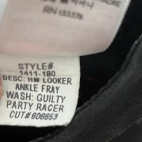 MOTHER High Waisted Looker Jeans Women’s Size 24 Guilty Party Skinny Ankle Fray Black