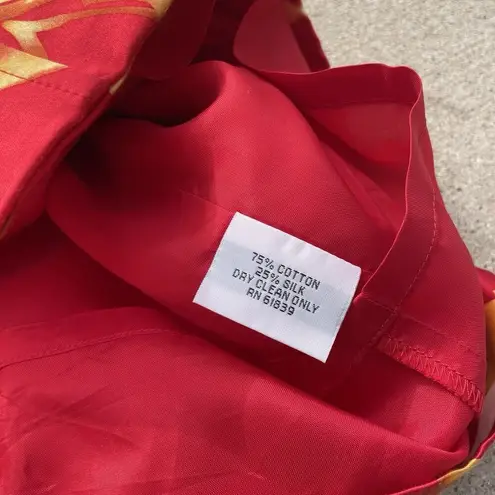 VTG Teri Jon Rickie Freeman Sz 6 Floral Hawaiian Collared Dress Abstract Artsy Red