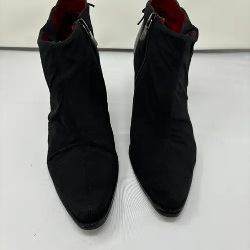 Donald Pliner Black Leather Crepe Elastic Calf Ankle Boot Shoe Lace Up Detail Size 7.5