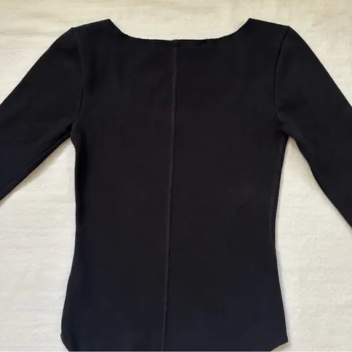 ALLSAINTS EUC All Saints Jamie Long Sleeve Ribbed Black Bodysuit Top Square Nexk - Size 6