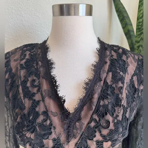 Vintage Victor Costa Black Lace Illusion Wiggle Dress Made in USA Size 12