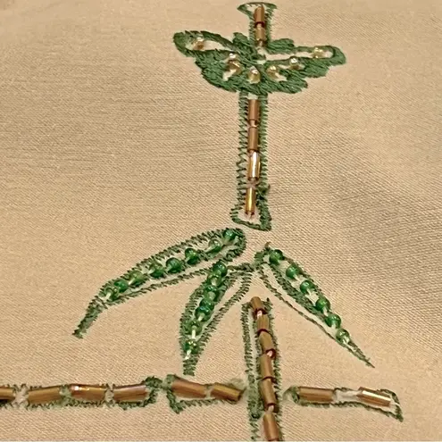 Madame Butterfly Beaded Blazer Jacket by Faith Size Large Tan