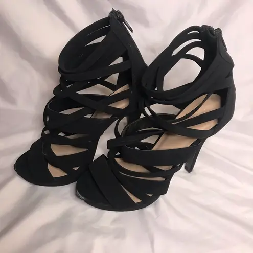 Charlotte Russe  Vintage Classic Y2K Black Strappy Heels Size 8