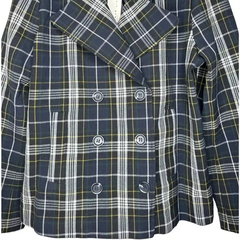 Current Air Plaid Double Breasted Coat Medium