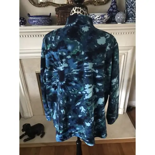 Woman Within  1/4 Zip Pullover Jacket Plus Size Microfleece 1X Blue Camouflage GB