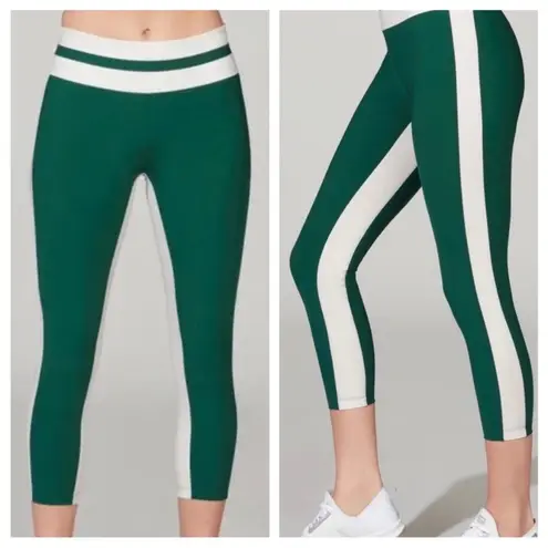 Vaara × Barry's Rain Forest Green White Flo Tuxedo Legging 7/8 Women Size Small