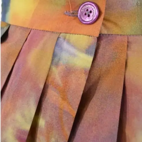 Moschino Skirt 4 Floral Tie Dye Pleated Flare Belt Luxury Painting Multicolor