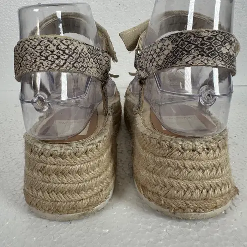 Dolce Vita Myra Espadrilles Sandals Snake Print Straps Womens 7.5 Platform Beige Tan