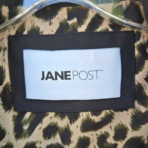 Jane Post Black Trench Coat with Leopard Lining Size L
