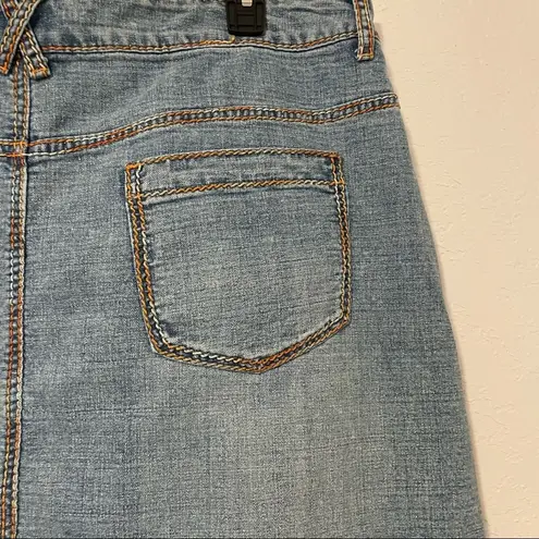 Crest Jeans The Collection Distressed Embellished Denim Skirt Sz: 23/24 Blue Size undefined