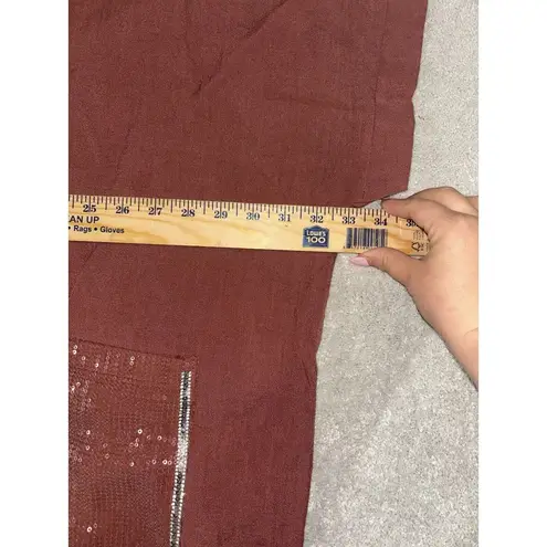 diverse made in italy tunic top sequin pockets brown XL