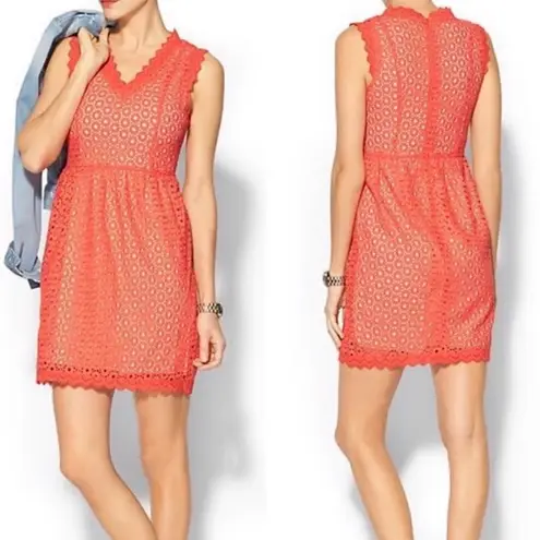 MM Couture Eyelet Fit & Flare Dress in Coral Size Medium