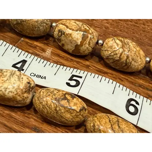 Barse 925 Sterling Silver Picture Jasper Necklace Bracelet Set Chunky Jewelry Brown