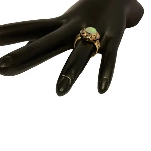 10K SOLID TRI COLOR GOLD ROUND CABOCHON OPAL RING (5) Multiple