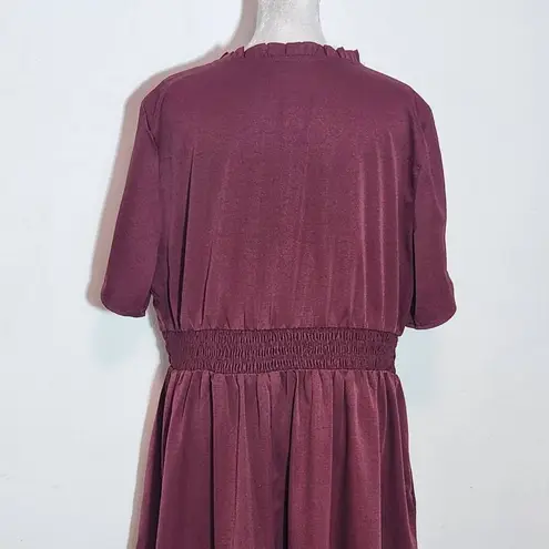 Bloomchic Oxblood Tiered Midi Dress Size 14/16 Burgundy Wedding Guest Dress Red Size L