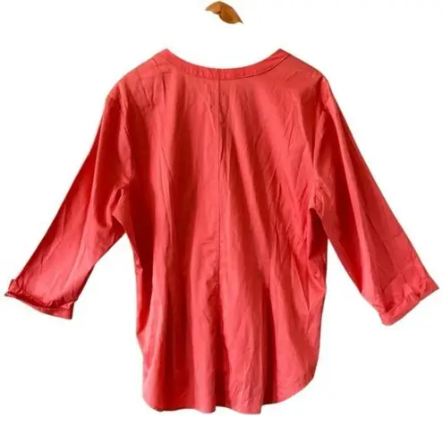 Nic+Zoe Button Down Pintuck Shirt Coral Valencia Size XL NEW