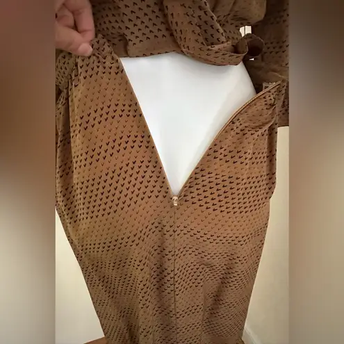 Maggy London BY JEANNENE BOOHER Vintage Brown Black Hearts Skirt Top Set Sz 12