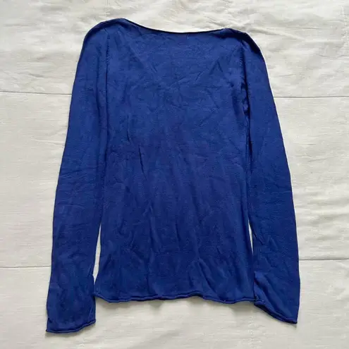 MOUSSY Blue long sleeve knit top with v neck size 1