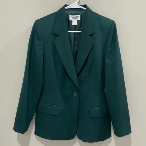 Pendleton Vintage  Green Wool Blazer Fully Lined Suit Jacket Sz 10 Petite 90s