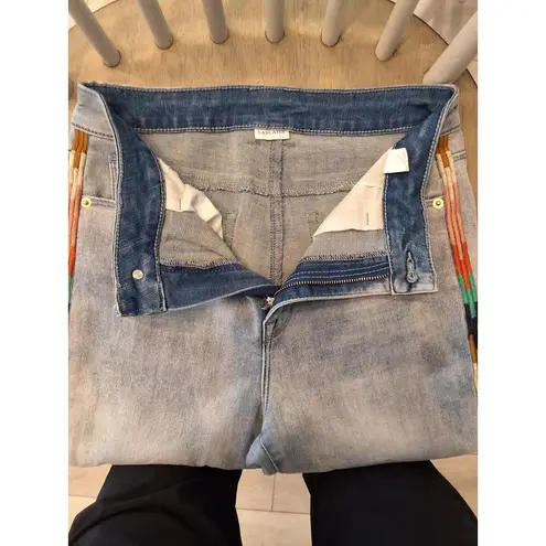 Lascana Size 8 Womens Stone Wash High Pockets with Embroidered Sides Jeans Blue