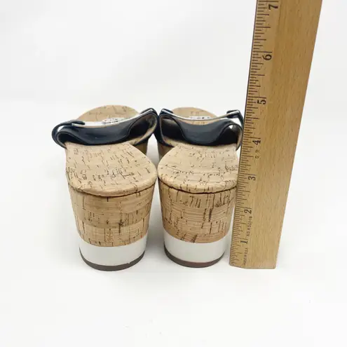 Michael Kors Black Leather Warren Platform Cork Wedge Slide Women's Size 11M