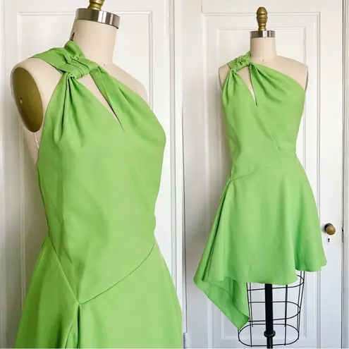 Cult Gaia • Eliana Dress mini one shoulder Fern Green cutout twill handkerchief