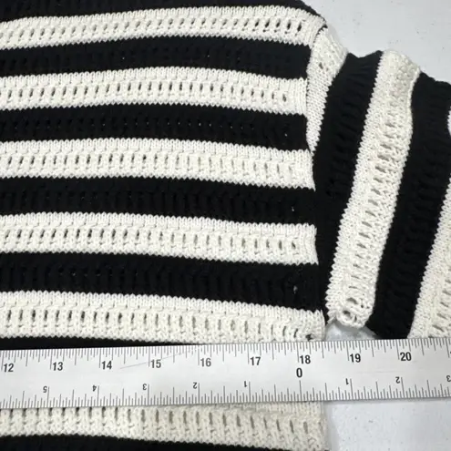 Time and Tru Women's Mock Neck Pullover Sweater Size M Open Knit Stripes Black Size M