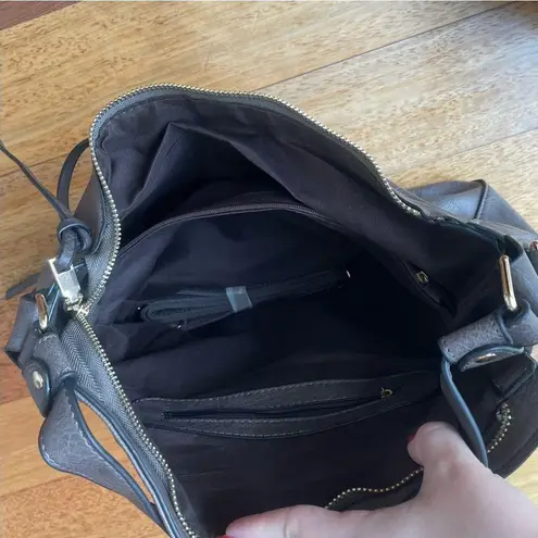 Gray Hobo Bag with Gold Hardware and Slouchy Silhouette and Lots of Pockets NWT