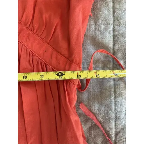 Voile Blanche Orange Embroidered Floral 3/4 Sleeve Dress Size Small