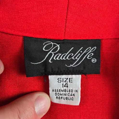 1980s Vintage Red Oversized Single Button Power Suit Jacket Blazer Size 14