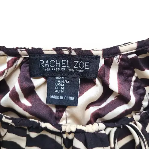 Rachel Zoe  Blouse Womens Medium Zebra Print Balloon Long Sleeve Top Boho