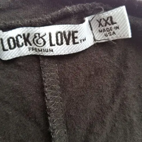 Lock & Love / 2x / Black Round Neck Slouchy Tee