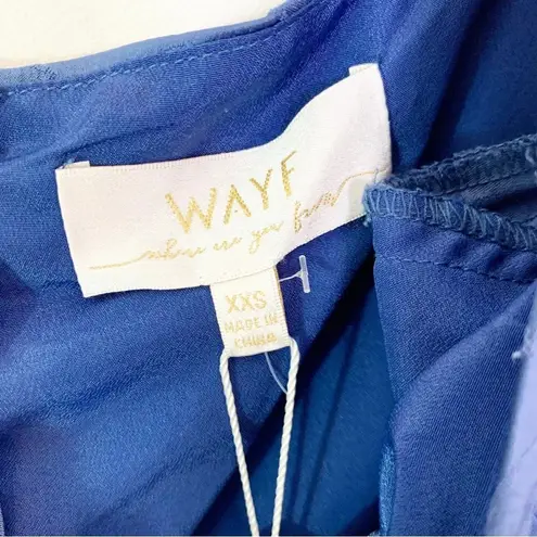 WAYF The Adeline Cutout Floral Jacquard Halter Midi Dress Blue Size XXS NWT