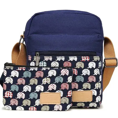 new Kemy’s ☀︎︎ Crossbody Purse Handbag Bag ☀︎︎ Elephant Print ☀︎ Navy Blue ☀︎
