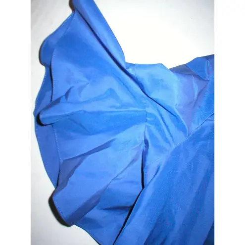 New Womens 8 NWT Designer Italy Victor & Rolf Blue Dress 44 Snaps Back Ruffles