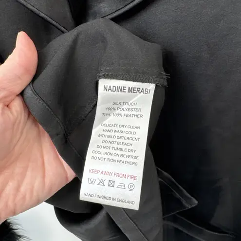 Nadine Merabi Top Womens XL Black Silk Touch Polyester Feather Cuffs Whimsigoth