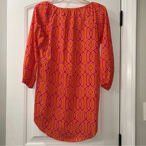 Mud Pie Vibrant Orange and Pink Geometric Women's Top Small