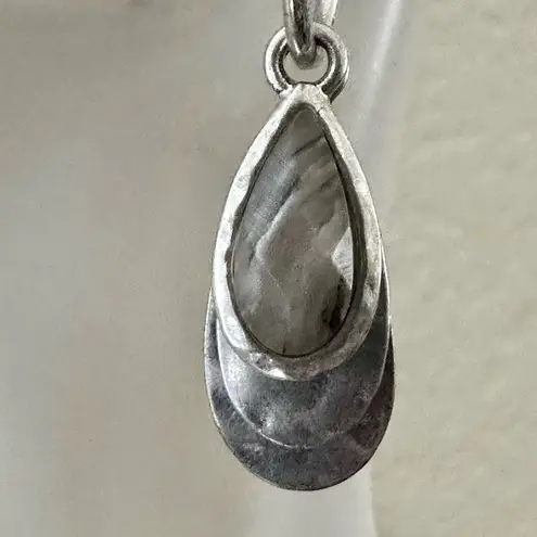 Bella Uno Sterling Silver Dangle Earrings with Gray Stone Accents