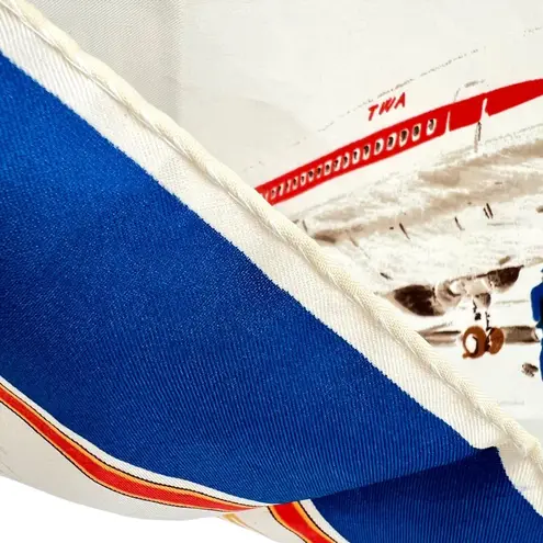 TWA Vintage "Up Up And Away" Scarf Trans World Stewardess Employee Uniform Blue