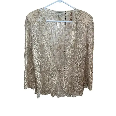 soulmates champagne Hand crafted silk ribbon beaded 3 Piece Evening Gown MOB MOG Tan Size M