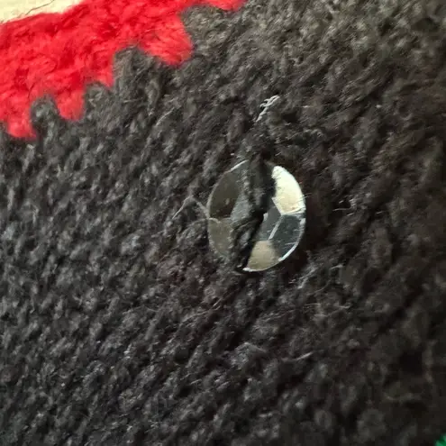 Vintage Holiday Cardinal Sweater Black Red Festive Embroidered women’s large